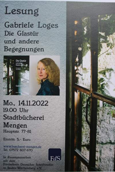 Lesung in der Stadtbücherei Mengen am 14.11.22, 19:00